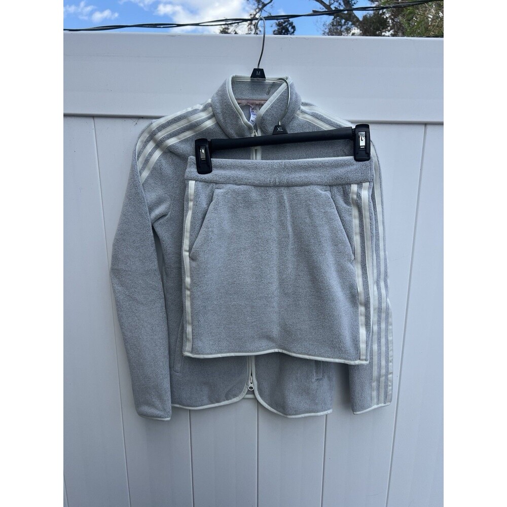 ADIDAS Women Fleece Top & Skort Set Tennis Golf Long Sleeves Full Zip Sz XS $136